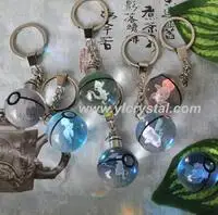 Pokemon Shape Customized Image LED Crystal Keychain Pokemon Ball Keychain For Gift