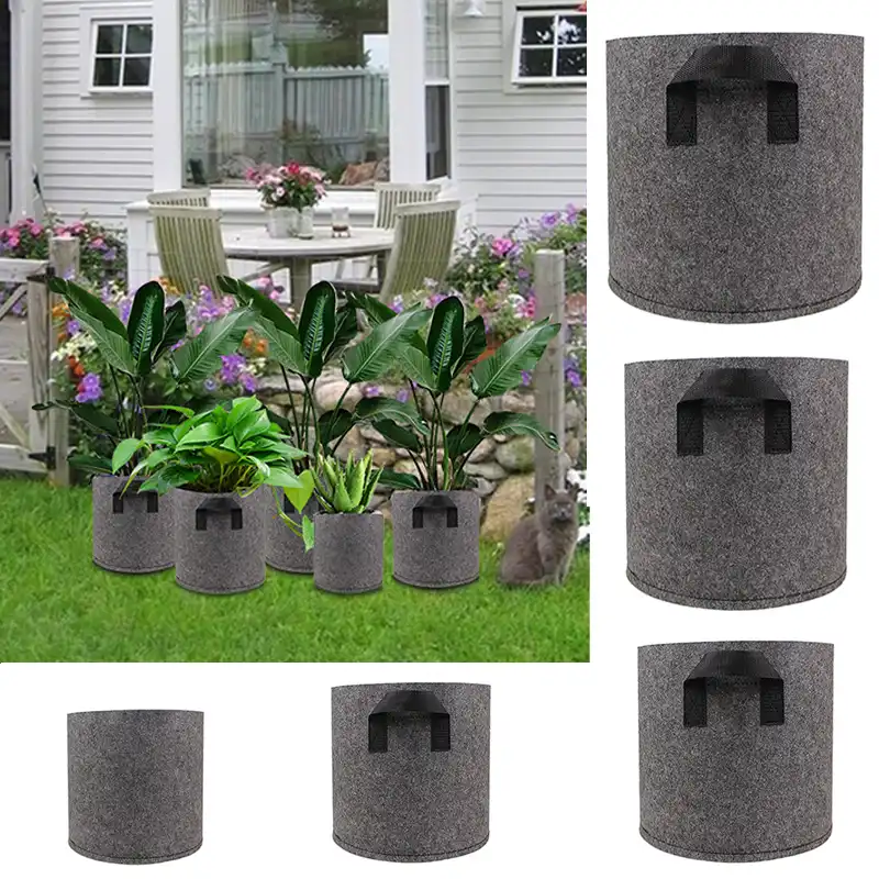 1//2//3//5//7//10Gallon Green Felt Pots Garden Plant Grow Bag Pouch Bag Y