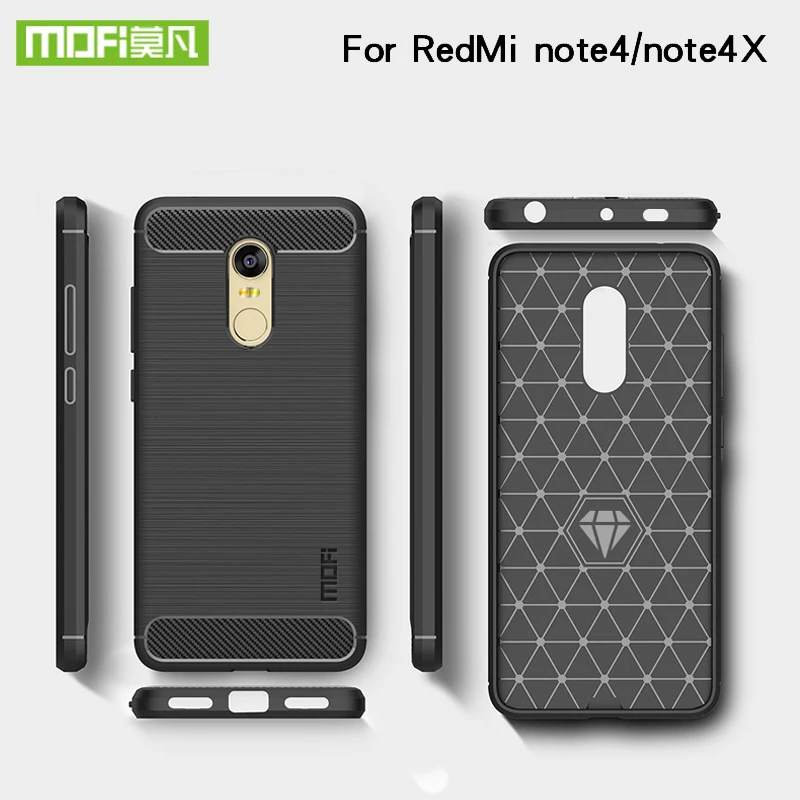 Mofi чехол для телефона для Xiaomi Redmi Note 4 чехол ультра тонкий углеродное волокно Мягкая силиконовая задняя накладка из ТПУ чехол Redmi Note 4X