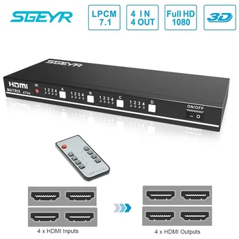 

HDMI Matrix 4x4 Full HD Switcher Switch HDMI Splitter true Matrix 4 Input 4 Output 3D 4K 1080p Audio Extractor Converter Adapter