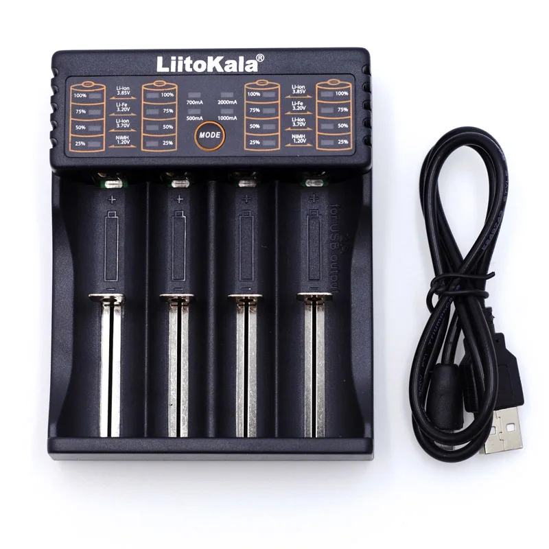 Умное устройство для зарядки никель-металлогидридных аккумуляторов от компании Liitokala: Lii-402 18650 Зарядное устройство 1,2 V 3,7 V 3,2 V 3,85 V AA 26650 10440 14500 16340 никель-металл-гидридного li-ионная аккумуляторная батарея смарт-Зарядное устройство 5V 2A штепсельной вилки - Цвет: Lii-402 and USB