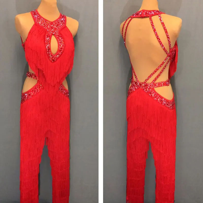 Латинское танцевальное платье женское красное сексуальное платье с открытой спиной, ча Румба Самба Танго профессиональное платье для