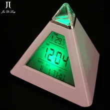Réveil pyramide coloré bureau LED horloge numérique fonction Snooze affichage de la température Min horloge projecteur Table réveil(China)