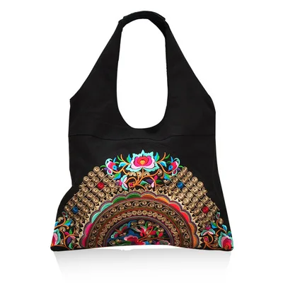 

Nice Vintage Embroidery Shopping Women Casual Totes!All-match Lady Floral Embroidered Shoulder&Handbags National Embossing bags