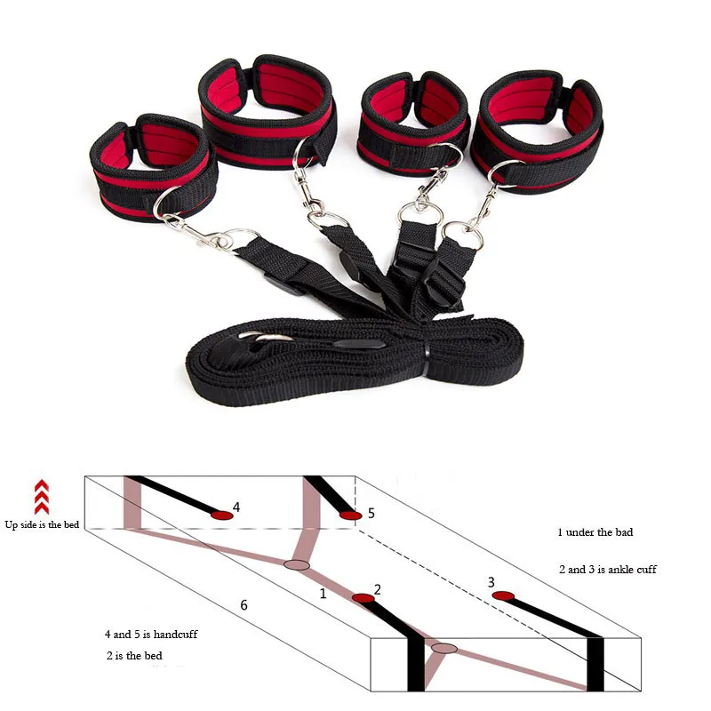  Handcuffs Bdsm Bondage Erotic Under Bed BDSM Bondage Restraint System Games for Adults Wrists & Ank