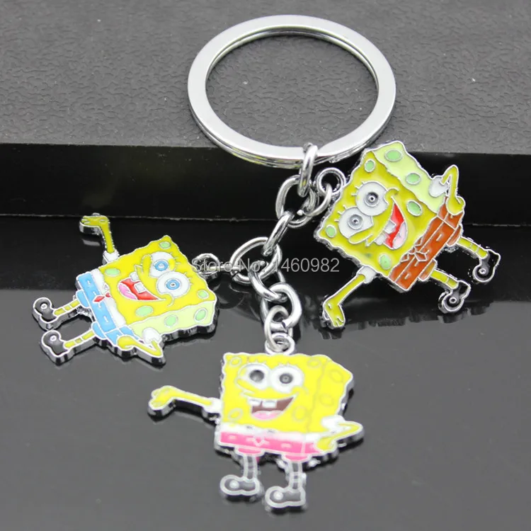 

Hot Selling Cute Sponge Bob Keychains Bag Charm Pendants Couple Keyrings Children Kids Christmas Birthday Gift YO182