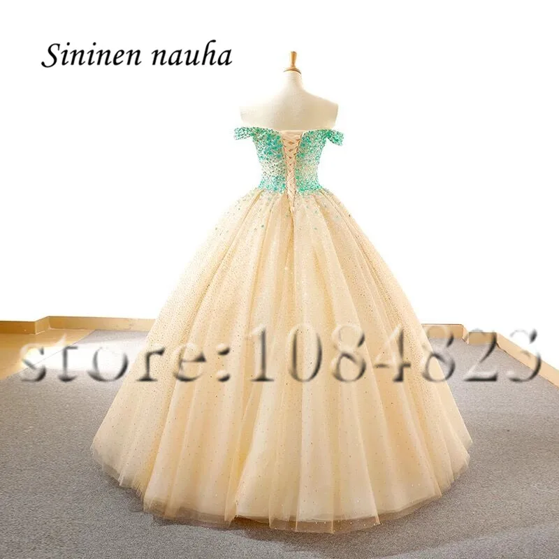 Бальное платье с открытыми плечами, vestidos De 15 Anos, милое 16, платья с бисером, большие размеры, вечернее платье 349