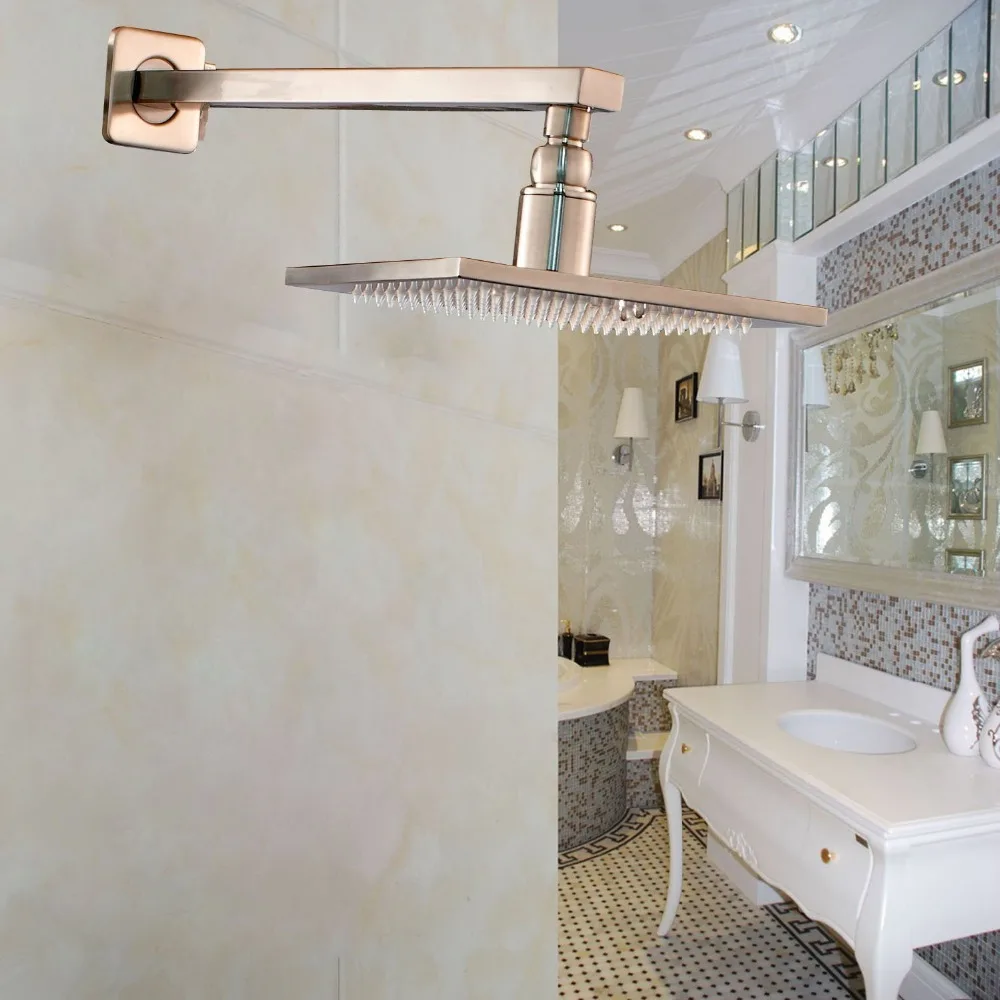 

Brushed Nickel 8 Inch Top Shower Head with Wall Mounted Shower Arm