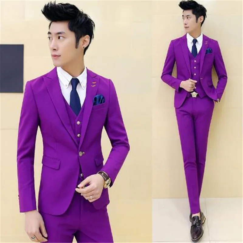 

Latest Design Slim Fit Men Suit 3Pieces Terno Bespoke Notch Lapel Wedding Custom Made Blazer For Man (Jacket+Pant+Vest+Tie)