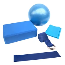 Набор оборудования для йоги, 5 шт., включает в себя блоки для йоги, мяча, йоги, растягивающийся ремень, сопротивление, петля, группа для упражнений