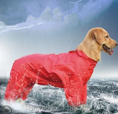 Большая Собака Плащ Одежда Водонепроницаемый Дождь Куртка Для Больших Собак Красный D92