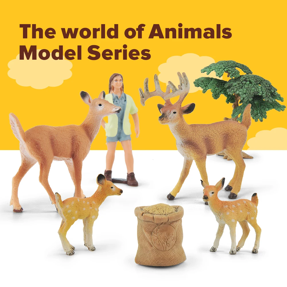 

Farm Animal Deer Figurines Playsets Toys Hand-Draw Simulation Animals Model Figures Educational Toy Set for Baby Kids Home Deco