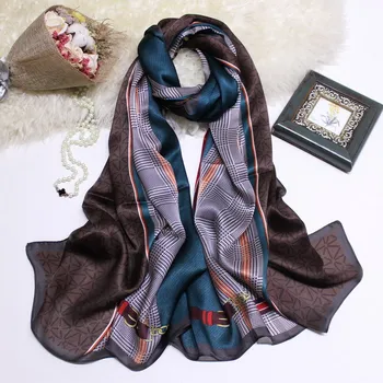 

Spell Color Grid Natural Silk Georgette Satin Shawl Scarf Neck Wear Scarfs Women's Scarves Elegant Color Pashmina Wraps ZSCJ36