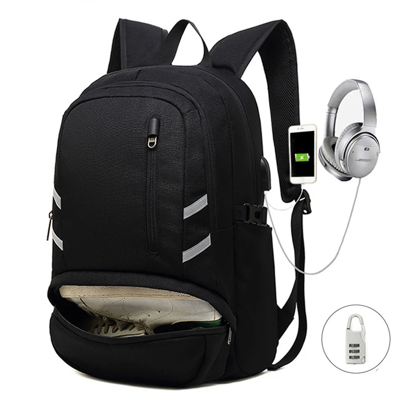 

Winmax Casual Men School Laptop Backpacks Lock Large Capacity Travel Backpack USB Charger Male Stylish Backpack for Teenagers