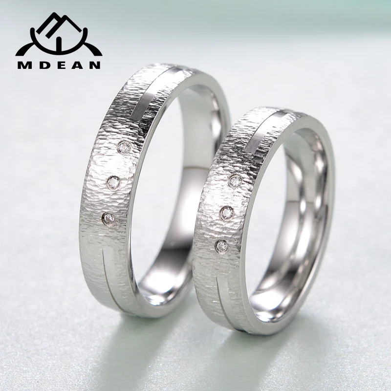 MDEAN Новое поступление кольца для пар женские и мужские обручальные с цирконием