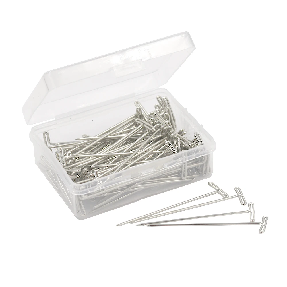 

100pcs 51mm Stainless Steel T Pins Stitch Patchwork Head Straight Pins Dressmaking Pins Quilt Applique Sewing Accessories