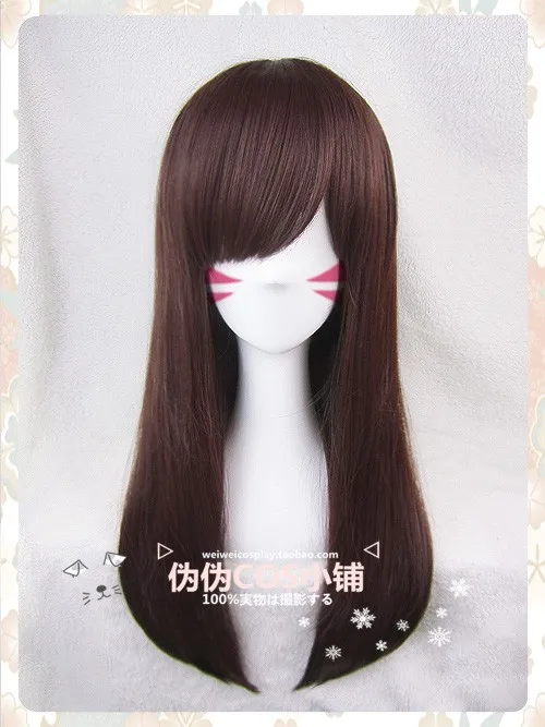 Парик для косплея Game OW D.va длиной 55 см коричневый термостойкий|cosplay costume|costume cosplaywig