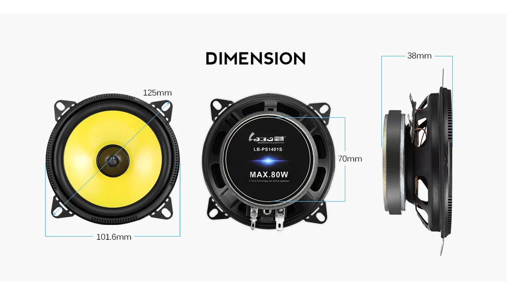 LABO 2 шт. AC/DC 12 V 4 дюйма автомобильный аудио Динамик полный спектр стерео Системы Универсальный 80 Вт динамик без короба