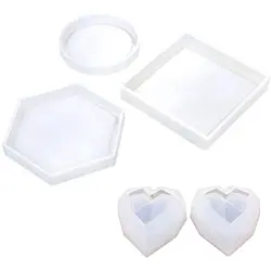 4 упаковки Diy силиконовые ювелирные изделия Холдинг формы шестигранные круглые квадратные сердца литейные формы для полимерной глины