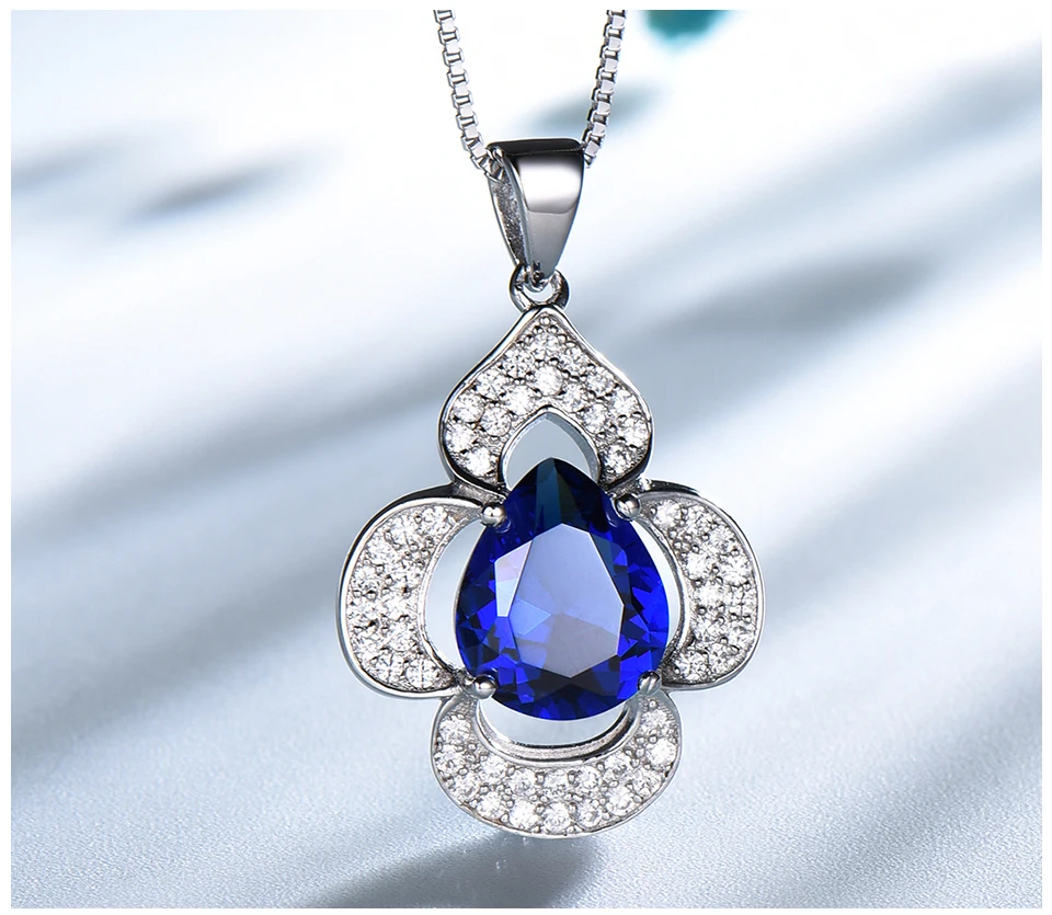 UMCHO-Blue Sapphire 925 sterling silver necklace for women EUJ090S-1 (4)
