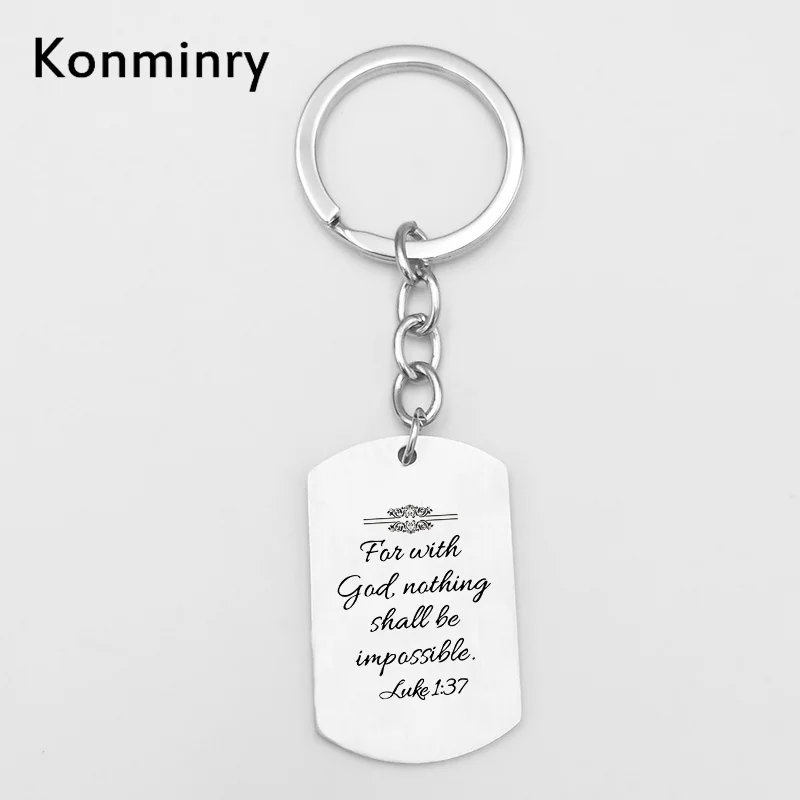 

Classic Bible For With God Key Chains Holder Stainless Steel Pendant Square Christian Gifts Jewelry Women Men Keyring Konminry