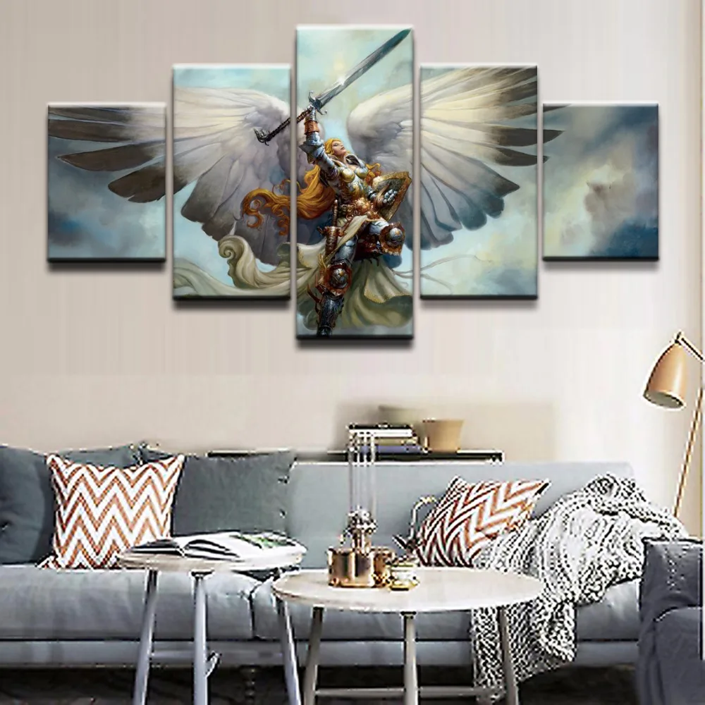 

Modular Canvas Picture Wall Art Decor Print Game Poster 5 Pieces Magic Gathering Angel Role Painting For Living Room Framework