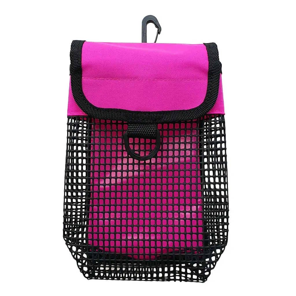 23 x 13 x 5 cm PVC Mesh Nylon Compact Mesh Gear Bag Pouch & Clip for Scuba Diving Reel & SMB Safety Marker Buoy Equipment