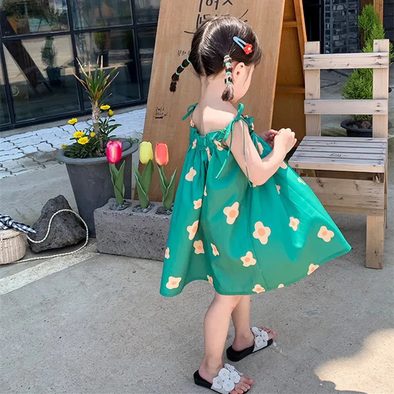 

2019 Summer Toddler Dresses Fashion Costumes Kids Clothes Flower Sling A-line Princess Dress For 2-7Yrs Lovely Girls Party Dress