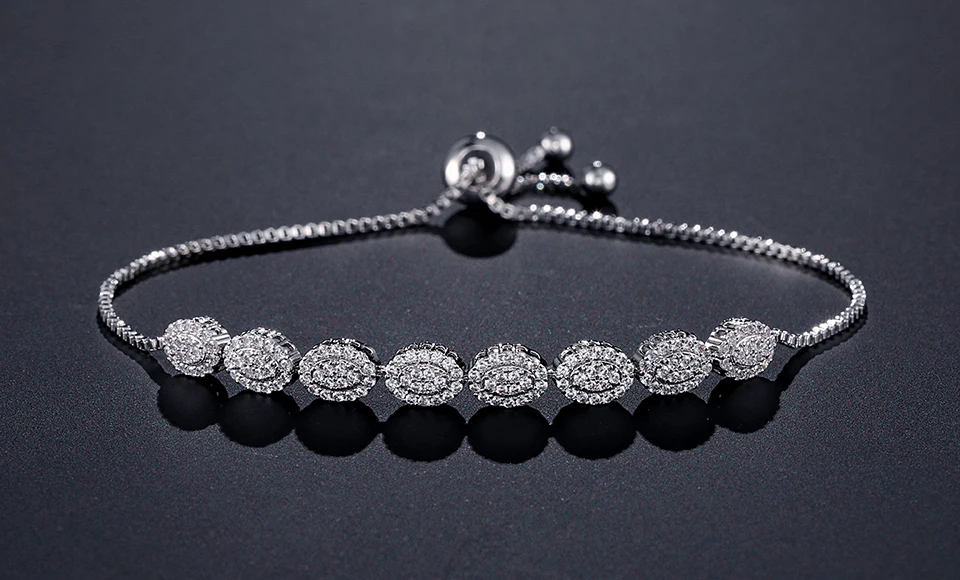 ZAKOL модный браслет с овальным цирконием и кристаллами, регулируемый браслет для женщин, розовое золото, свадебные украшения FSBP2061
