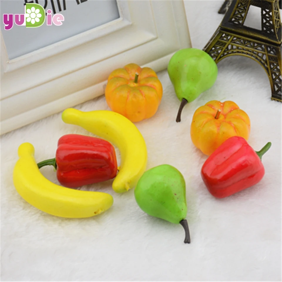 

100pcs/lot Artificial Foam Mini Fruit Vegetable For Home Wedding Decoration Kid Cognitive Toys Dining Table Kitchen Decoration
