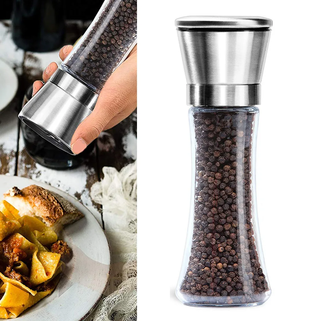 

Kitchen Salt And Pepper Grinder 6oz Stainless Steel Mill Shakers Easy to Use Fill