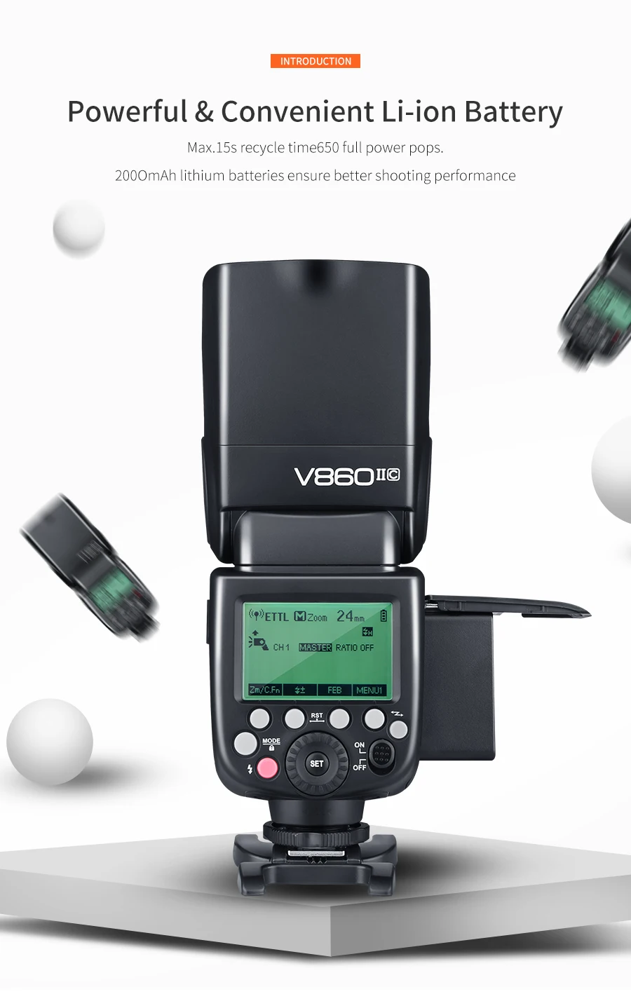 Godox VING V860II Литиевая Батарея Вспышка GN60 HSS 1/8000s ttl вспышка+ X1T триггер для Canon Nikon sony Olympus Fujifilm