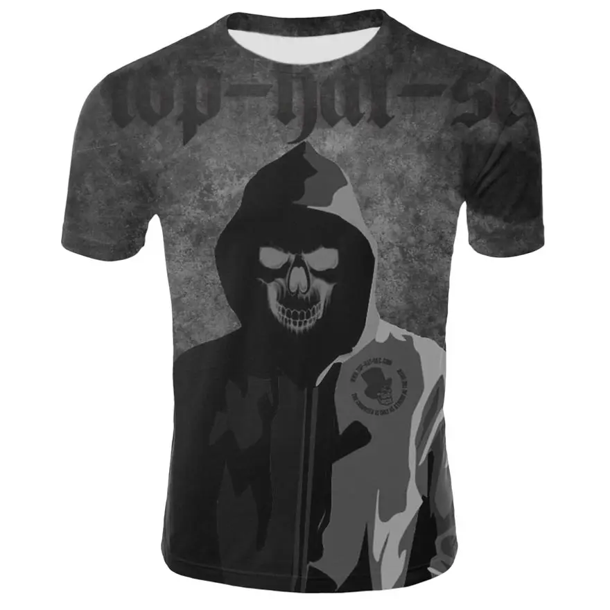 

2019 Summer Skull Poker Printing Men Casual Short Sleeve 3D T Shirt for men