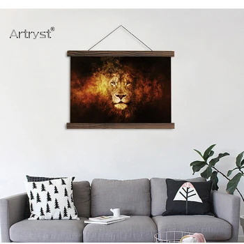 

Artryst scroll painting living room abstract lion picture and poster HD Images canvas paintings wall art free shipping SCP (104)