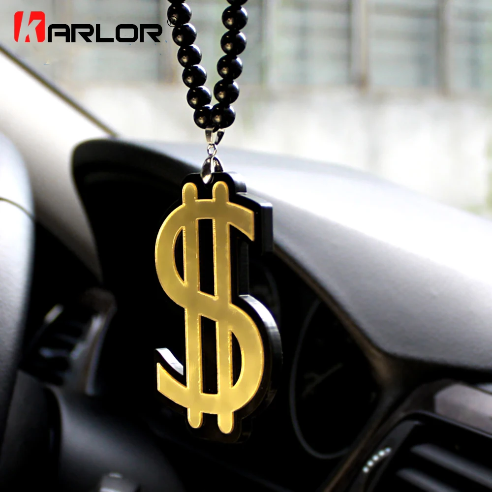 

US Dollar Symbol Wealth Car Auto Fashion Pendant JDM Interior Rear View Mirror Ornament Hanging Dangle Charm Acrylic Car-Styling