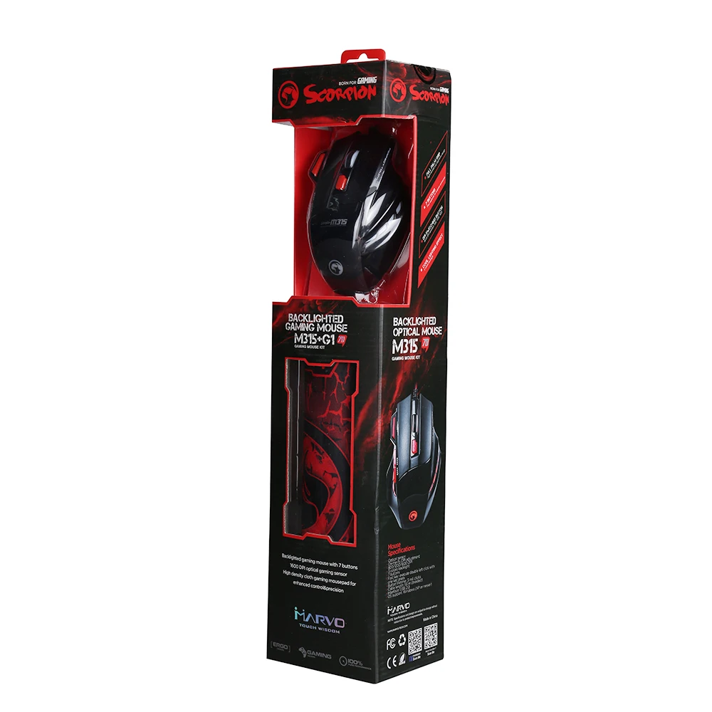 MARVO M315 + G1 игровой Мышь 7 кнопок 3 Цвет светильник проводной Эргономичный USB мыши и