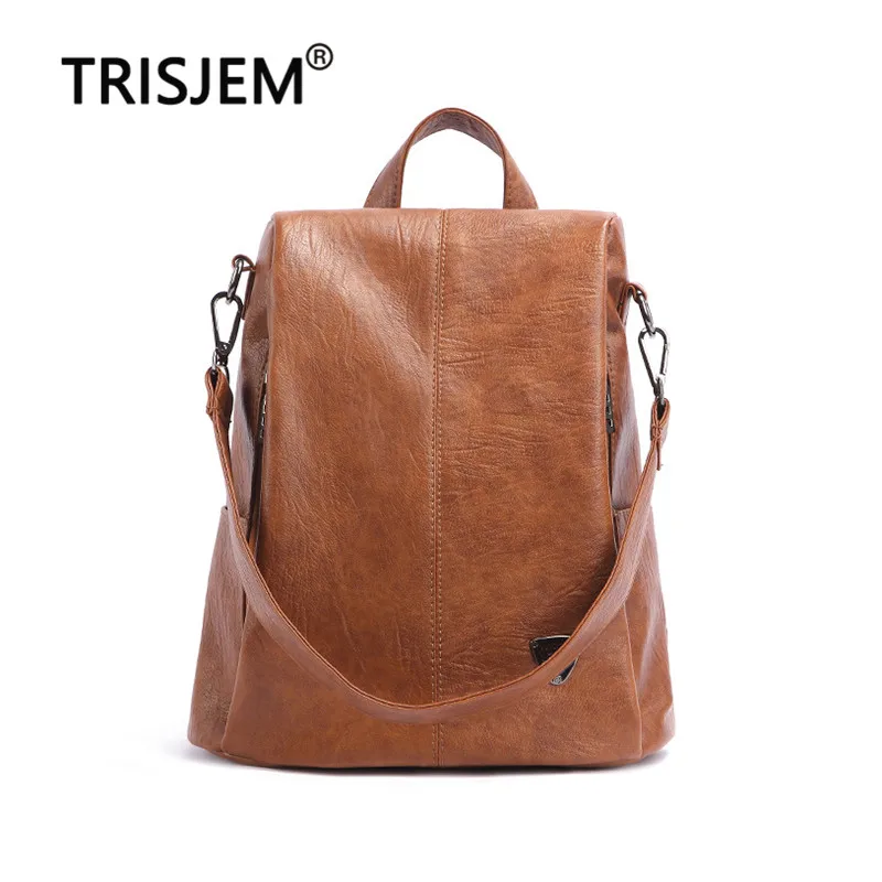 

Backpacks Female Designer Women PU Leather Backpack Anti Theft Quality Soft Back Pack Casual Brown School Bags for Teengers Girl