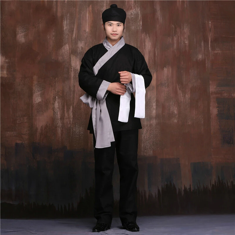 Hanfu Civilian Clothes Chinese Folk Dance 5 Color Ancient Chinese Costume Men Stage Performance Outfit Servant Suit -