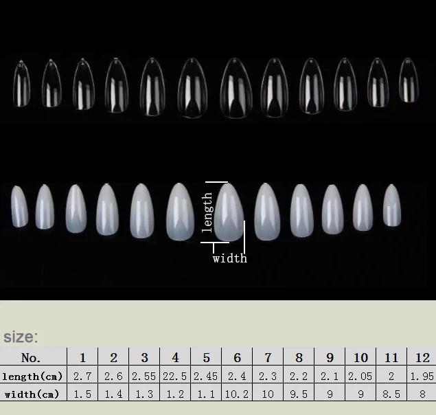 120 шт Профессиональные акриловые накладные ногти миндаля советы-полное покрытие 12 размер с коробкой