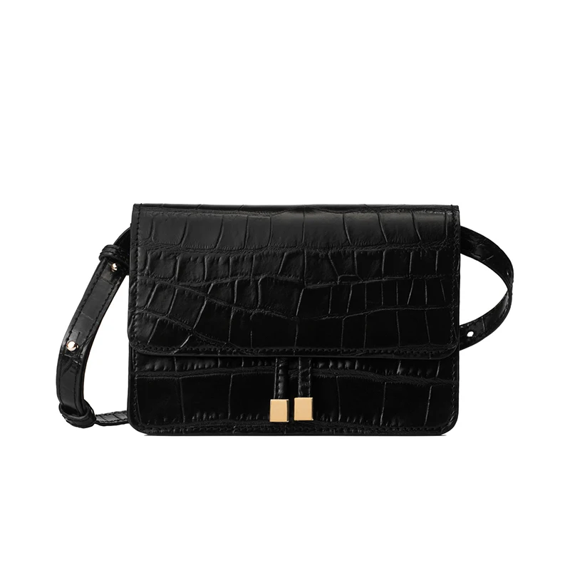 Новые весенние женские модные маленькие сумки на плечо из искусственной кожи под крокодиловую кожу, женские сумки-мессенджеры, сумки через плечо, Женские поясные сумки OC040 - Цвет: black