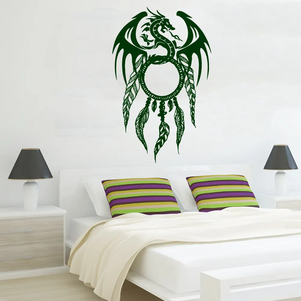 

Chinese Dragon Patterned Art Dream Catcher Wall Stickers Home Special Amulet Decorative American Style Wall Decals Mural W-516