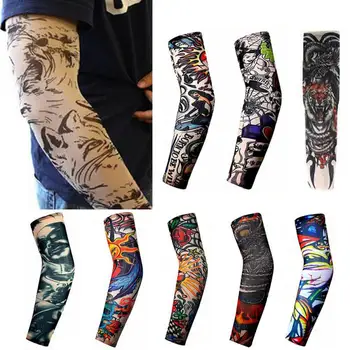 

1Pcs Trendy Men Women New high Elastic Fake Temporary Tattoo Sleeve Designs Summer sunscreen Body Arm Warmers