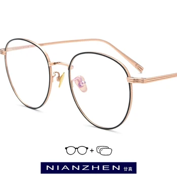 

Pure Titanium Prescription Glasses Frame Men Retro Round Myopia Optical Eyeglasses Frames Women Vintage Rose Gold Oval Eyewear