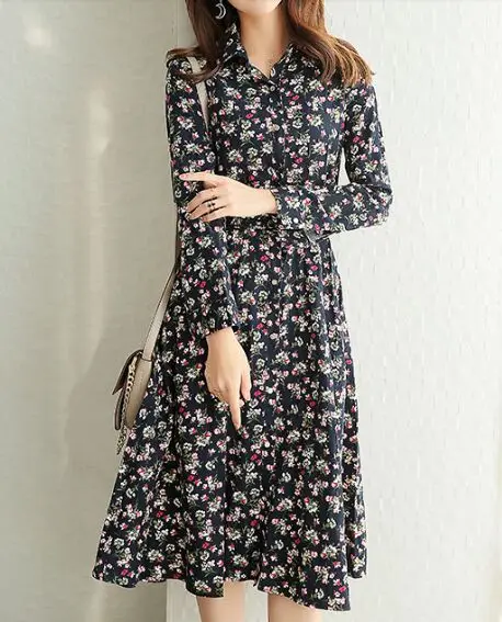 Платье 2019 летнее платье vestidos женское с длинными рукавами роковой воротник до