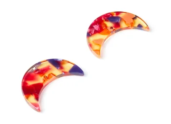

Acetate Acrylic Earring Charms - Moon Shaped Pendant With 2 Holes - Jewelry accessories - 6pcs/lot - 29.8x19.24x2.77mm - AC1110