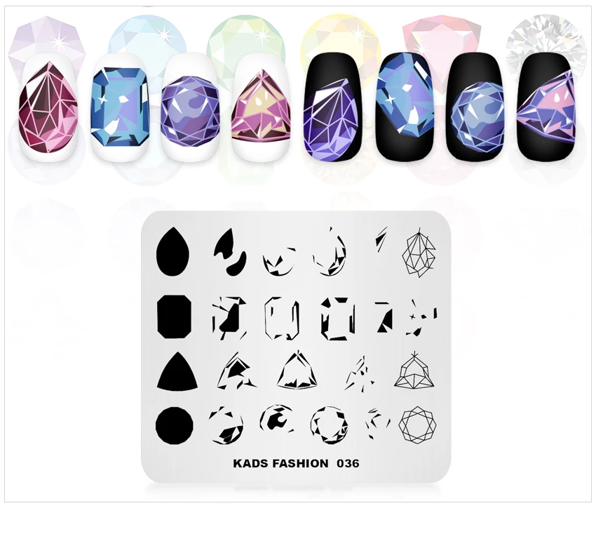 KADS Мода 036 сверкающие украшения для ногтей штамповки пластины Новое поступление дизайн ногтей штамп штамповка шаблон изображения пластины дизайн ногтей трафареты