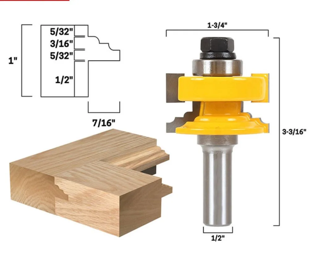 

1/2-SHK Woodworking engraving machine tool Classical reversible glass door and window tenon knife cutter