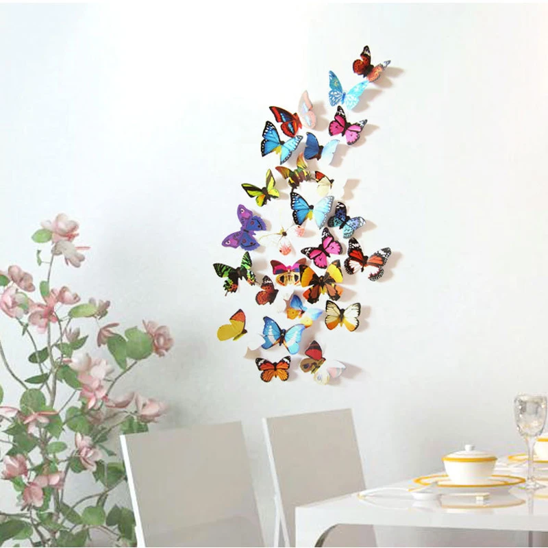 1 Juego De Pegatinas 3d Diy De Mariposas Para Pared Decoracion