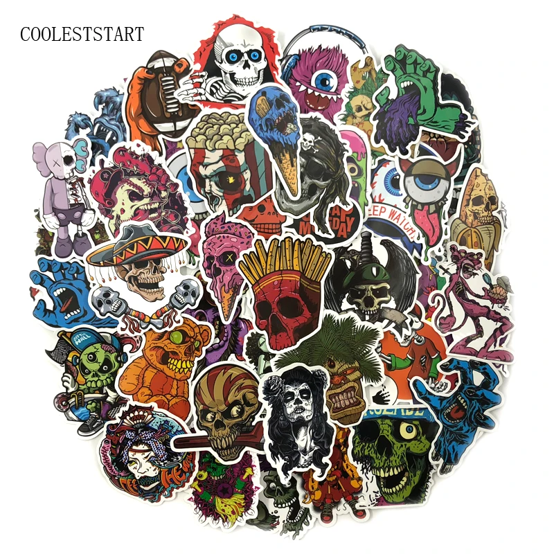 

100 Pcs Horror Stickers for Luggage Laptop Skateboard Bicycle Motorcycle Waterproof Sticker