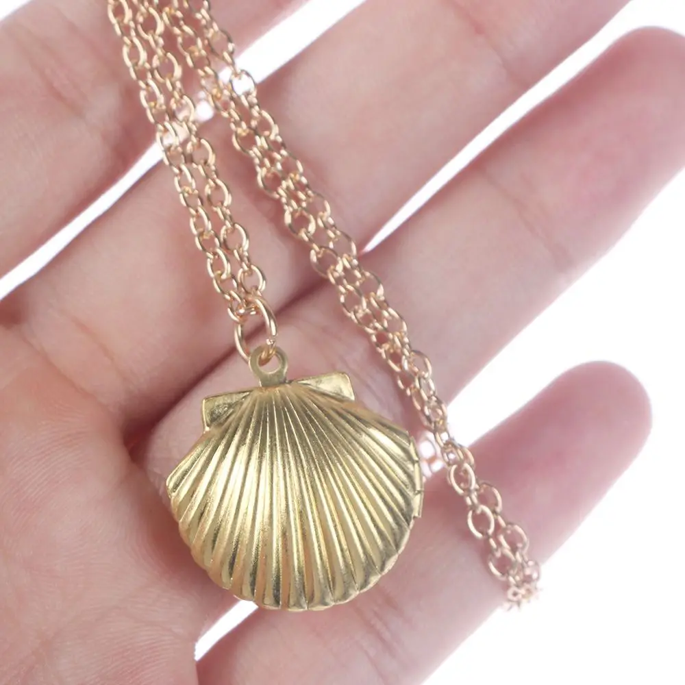 

Newest Fashion Rose Gold Silver Creative Shell Necklaces Pendants Can Opened Closed Mermaid Shell Women Girl Gift Choker
